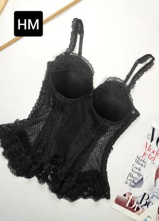 Корсет женский черный сетка со шнуровкой по бокам от бренда hm 101 фото