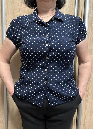 Блуза, сорочка, короткий руках у горох1 фото