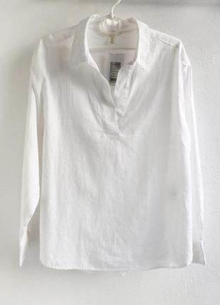 Белая новая льняная рубашка блуза h&m8 фото