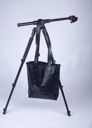 Сумка-шопер ручної роботи\ чорний класичний шопер\ містка сумка унісекс ліра1 фото