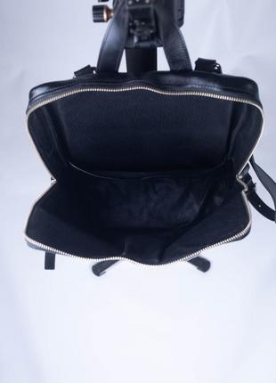 Чорний рюкзак з натуральної шкіри\вмісткий рюкзак для макбука\рюкзак-складка фонікс8 фото