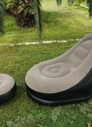 Надувной диван с пуфом air sofa / надувное велюровое кресло с пуфом5 фото