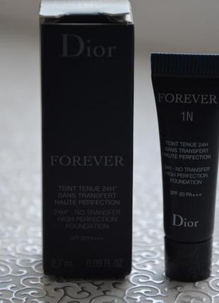 Мініатюра тонального крему christian dior forever, 2,7 мл, тон 1n, оригінал3 фото