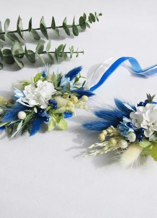 Бутоньерки для невест, показаний в синих тонах3 фото