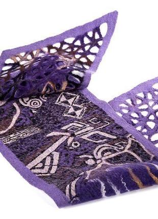 Фиолетовый шарф из шерсти мериноса4 фото