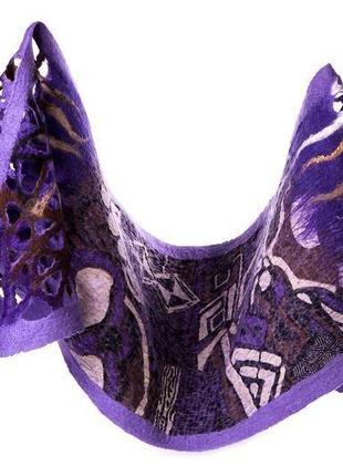 Фиолетовый шарф из шерсти мериноса5 фото