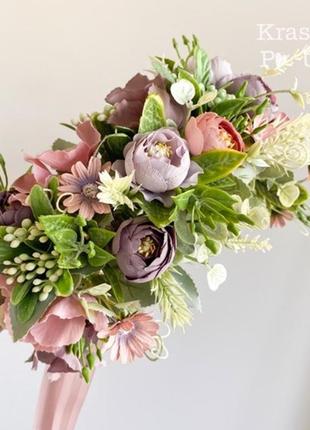 Вінок пишний на голову #3 з пастельних квітів - head-36