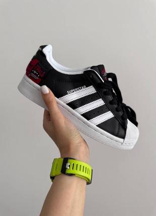 Адидас суперстар черные с белым adidas superstar the originals black / white / red2 фото