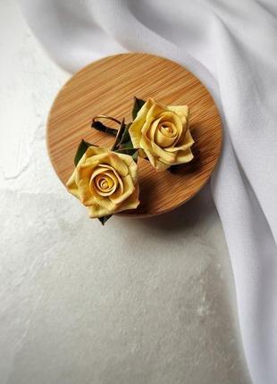 Сережки жовті троянди1 фото