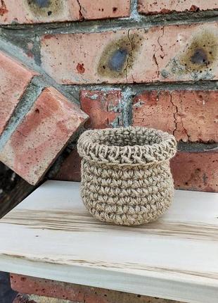 Плетёная корзинка органайзер. маленькая вязаная корзинка.4 фото