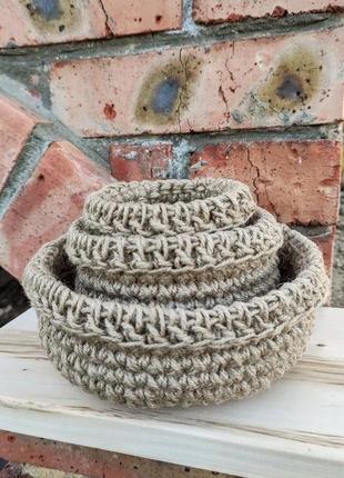 Плетёная корзинка органайзер. маленькая вязаная корзинка.7 фото