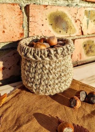 Плетёная корзинка органайзер. маленькая вязаная корзинка.2 фото