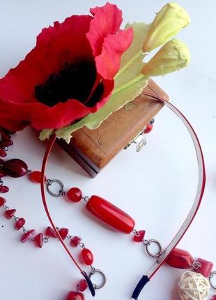 Обруч с красным маком