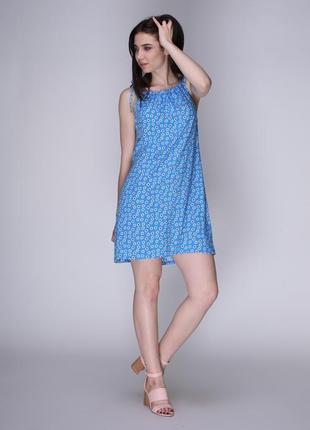 Платье на завязках голубое в цветы (xs)