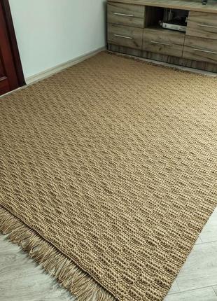 Великий джутовий килим. килимок з джуту. килим ручної роботи. рогожа2 фото