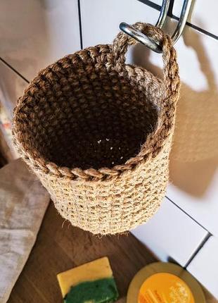 Підвісна корзина. плетені кругла кошик. кошик з джуту.