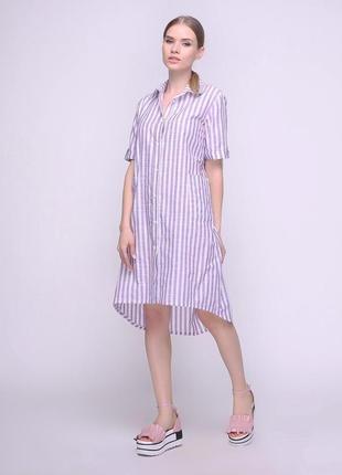 Платье-рубашка в фиолетовую полоску (xs)3 фото