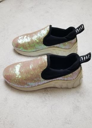 Кросівки miu miu by prada pink petal sequinned chunky sneakers2 фото