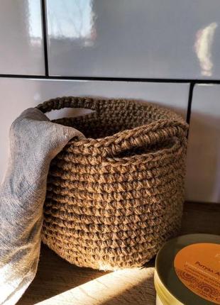 Кошик з джуту. плетена кругла корзина з ручками. органайзер.8 фото