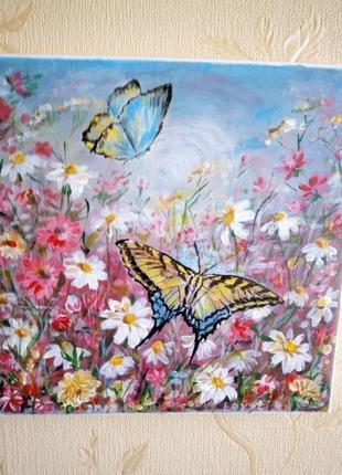 Картина "польові квіти (прилетіли метелики)"2 фото