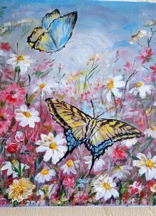 Картина "полевые цветы (бабочки прилетели)"