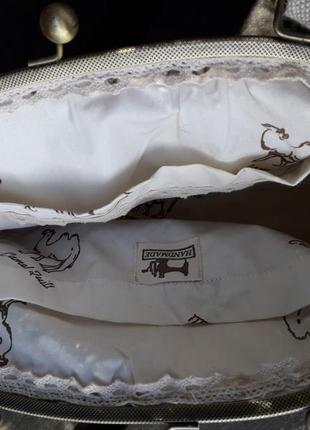 Текстильна сумка з фермуаром колекція "льон і мереживо"4 фото