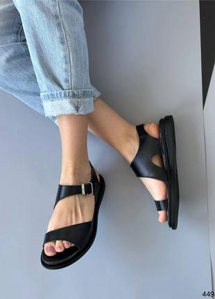 Босоножки женские кожаные черные сандали3 фото
