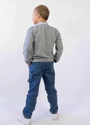 Лляна вишиванка для хлопчиків підлітків, підліткова вишита сорочка з довгим рукавом, рубашка лляна з вишивкою5 фото