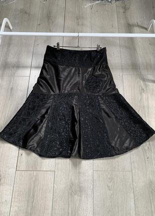 Юбка юбка миди черного цвета коттон размер 48 50
