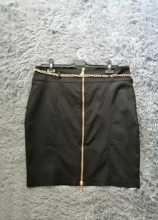 Стильная юбка батальные размеры в комплекте пояс цепочка9 фото