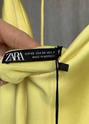 Zara платье-комбинация атласная желтая маленькая8 фото