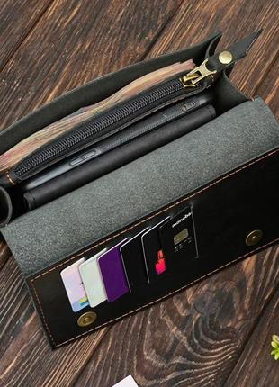 Жіночий клатч-гаманець pu_001_black_orange5 фото