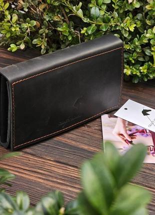 Жіночий клатч-гаманець pu_001_black_orange1 фото