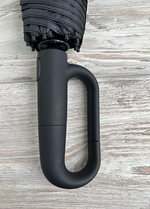 Зонт ручка-карабин, автомат, водоотталкивающий, черный, серый, мужской, женский.