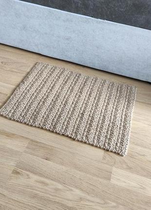 Маленький плетений джутовий килимок ручної роботи. двосторонній в'язаний килим.8 фото