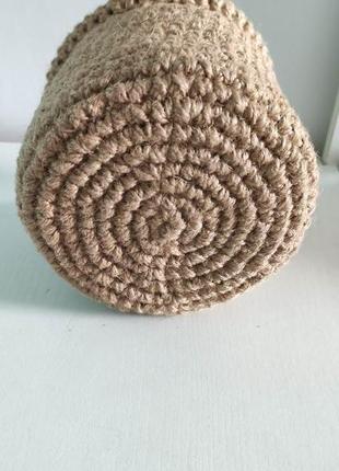 Кругла плетена джутова корзинка ручної роботи. в'язане кашпо для вазонів.9 фото