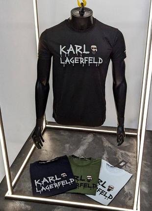 Футболка karl lagerfeld черная / белая / синяя / хаки мужская4 фото