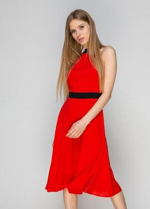 Платье кораллово-красное1 фото