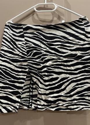 Юбка юбка юбка в животный принт зебра с разрезом мини1 фото