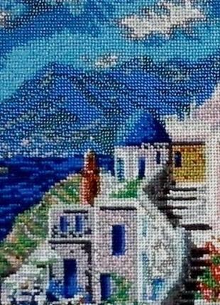 Картина бисером «греция. остров санторини»5 фото