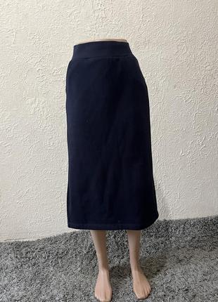 Синяя юбка длинная / синяя юбка миди / тёплая юбка миди  / утеплённая юбка миди