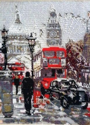 Картина вышита бисером «лондон»2 фото