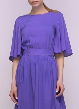 Платье фиолетовое с вырезом и завязкой на спинке (xs)4 фото