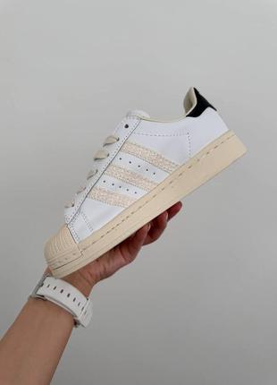 Adidas superstar white / beige logo5 фото
