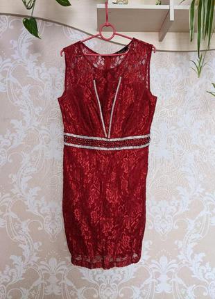 🌿очень красивое блестящее красное вечернее, праздничное платье от granat collection, платье