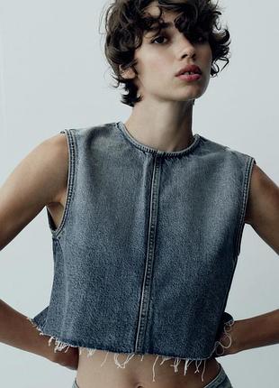 Топ zara джинсовий