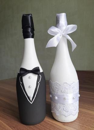 Декор свадебных бутылок1 фото