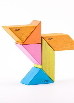 Деревянный магнитный конструктор afoli delta на 6 элементов в цвете grink.4 фото