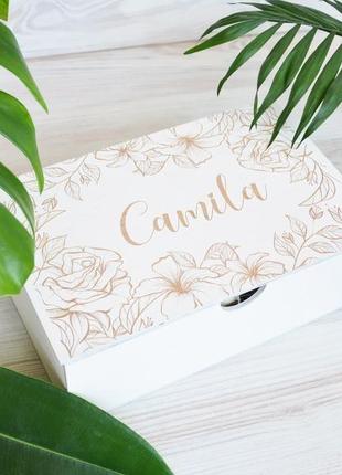 Свадебная белая деревянная коробка подарок на свадьбу любимой любимому giftbox memorybox3 фото