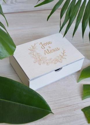 Свадебная деревянная коробка подарок на свадьбу любимой любимому giftbox memorybox4 фото